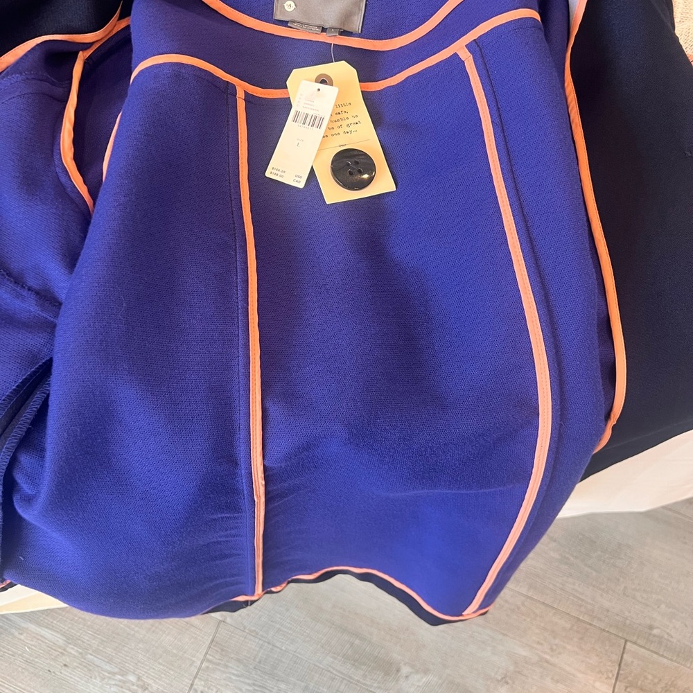 Anthropologie Navy Pea Coat - Women’s Purple & Orange Accents - NWT - Picture 10 of 16